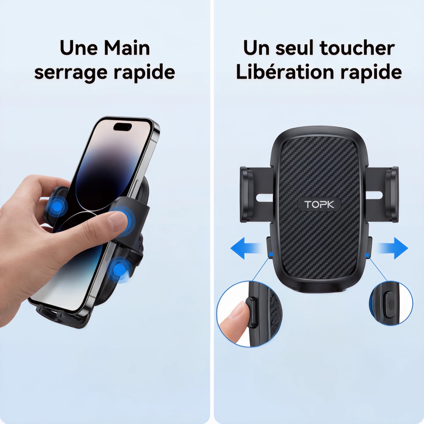 support téléphone voiture réglage angle vue