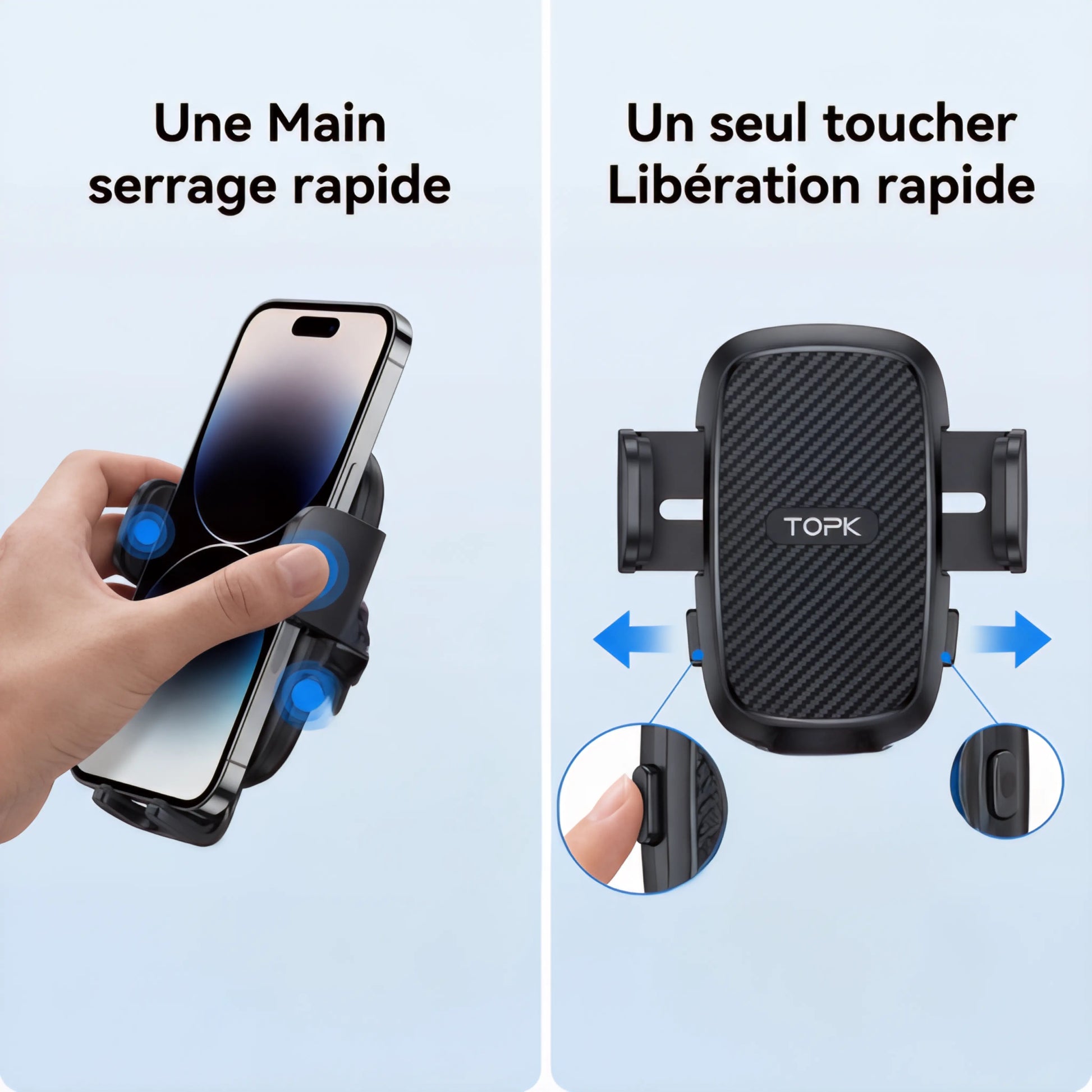 support téléphone voiture réglage angle vue