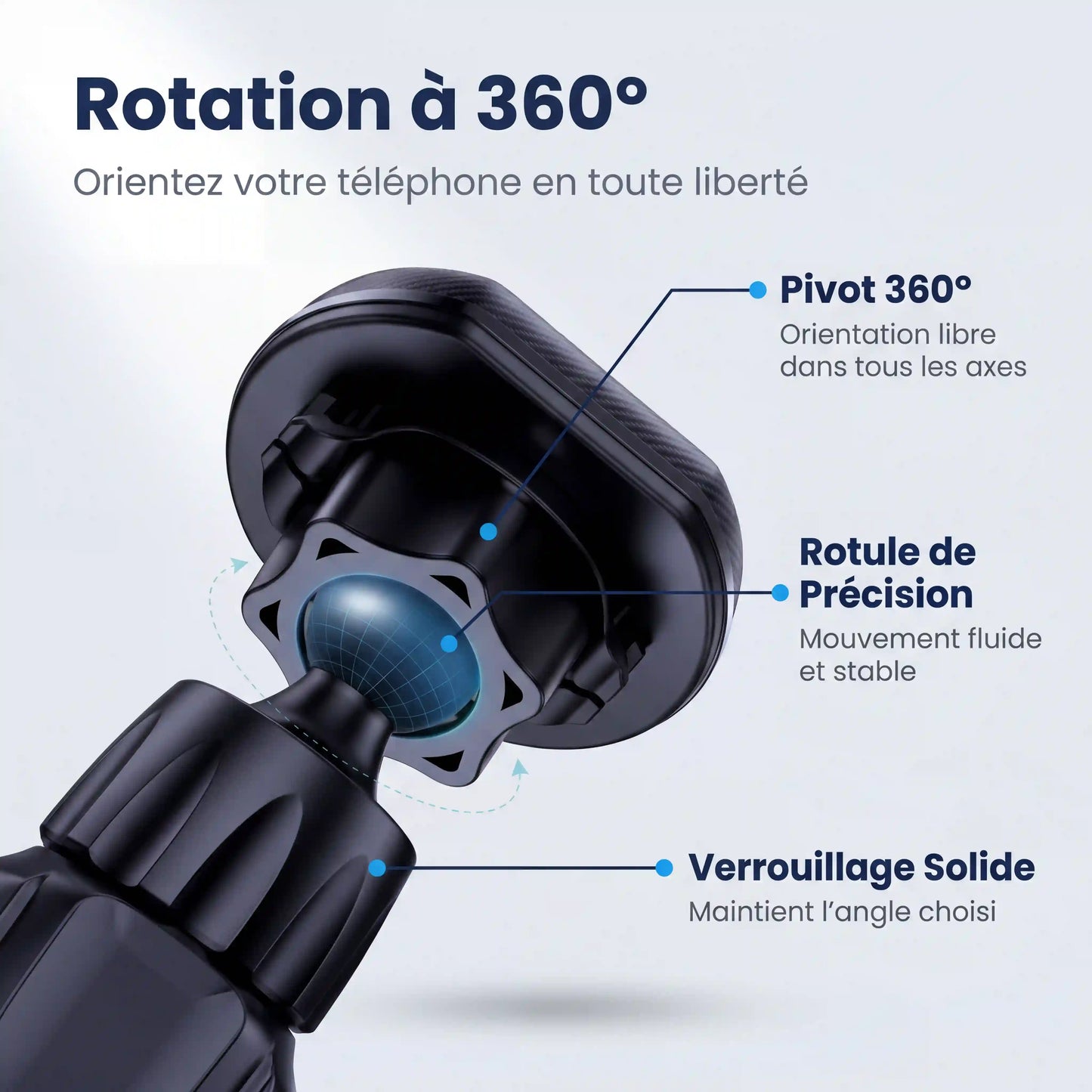 support telephone voiture magnetique grille aeration mécanisme fixation serrage détail