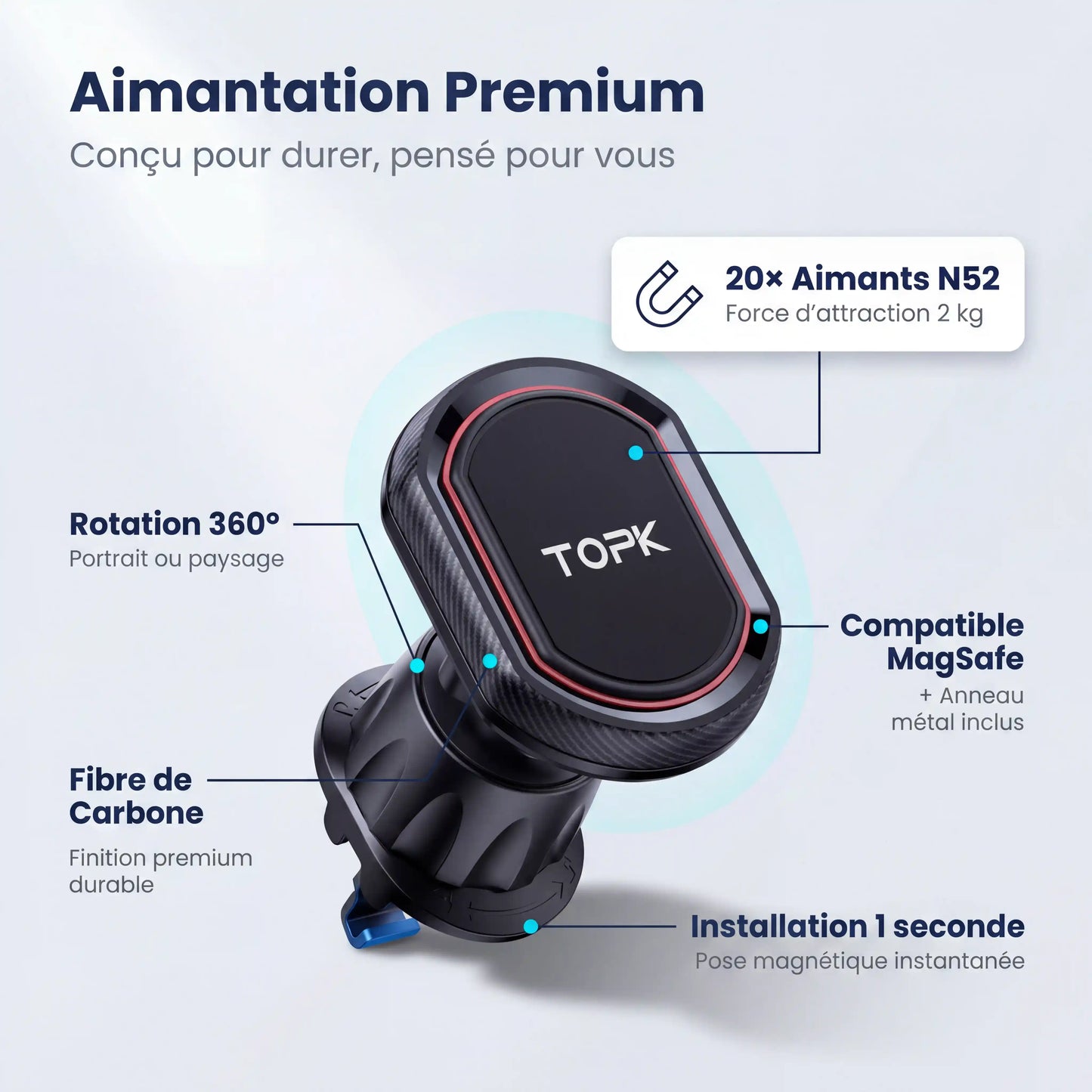 support telephone voiture magnetique grille aeration fixation grille aération voiture