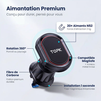support telephone voiture magnetique grille aeration fixation grille aération voiture