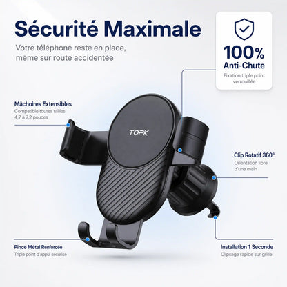 Support téléphone grille d'aération - TOPK