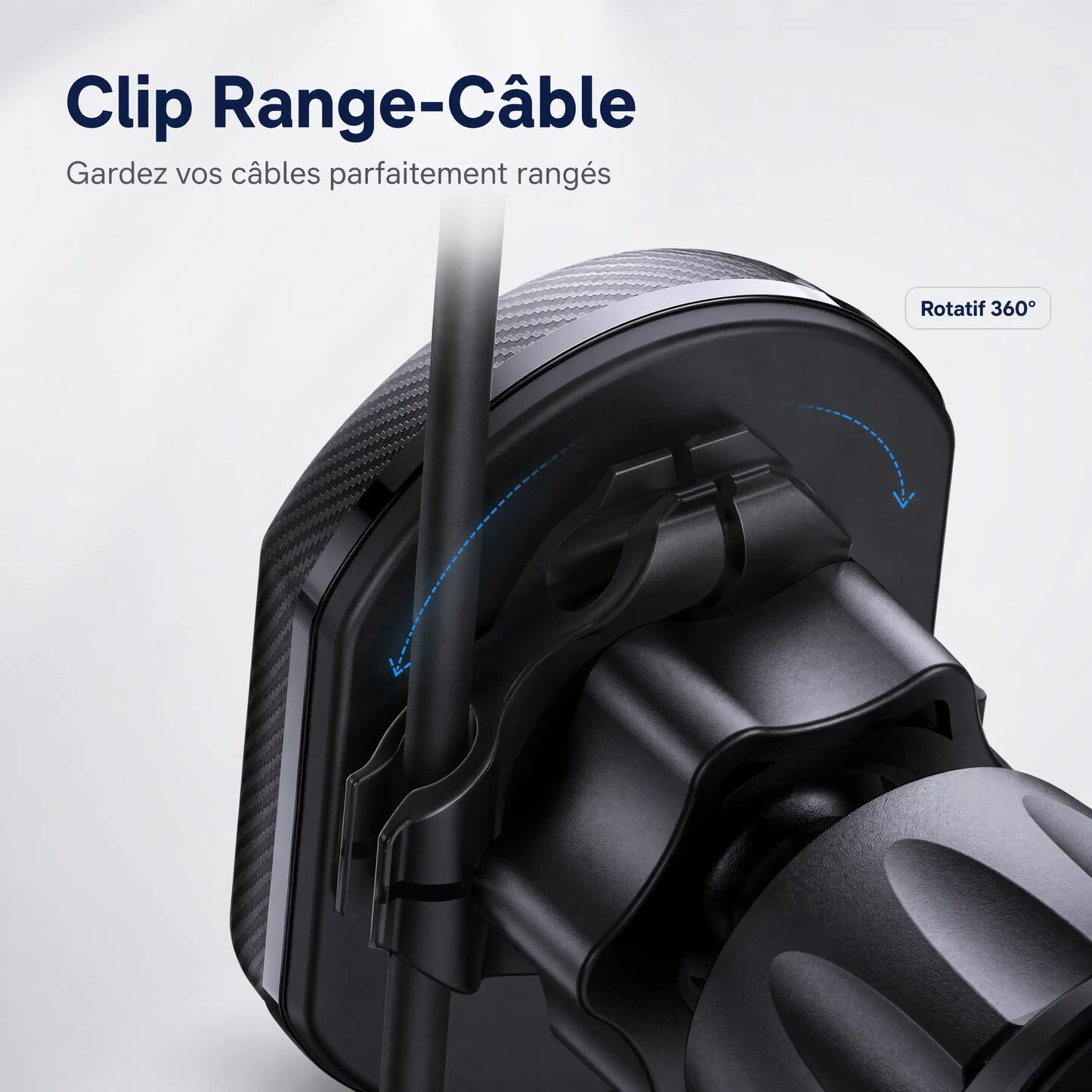 support telephone de dos avec clip range cable