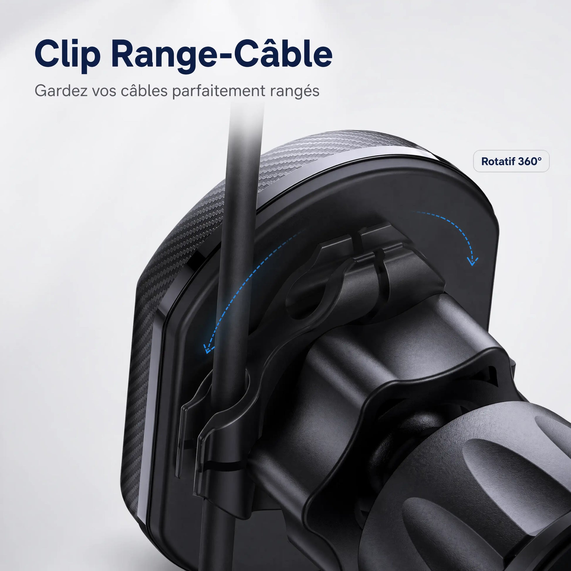 support telephone de dos avec clip range cable